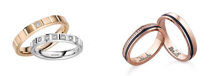 RMF0617 (left) and RMF0559S (right) Customisable Wedding Rings, acredo Collection