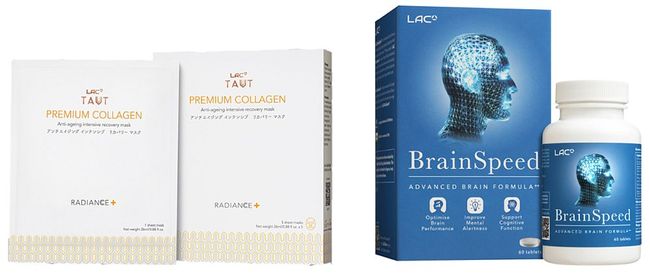 LAC Taut(R) Radiance+ Premium Collagen Mask and LAC(R) BrainSpeed: Supplements That Work for The Busy Women
