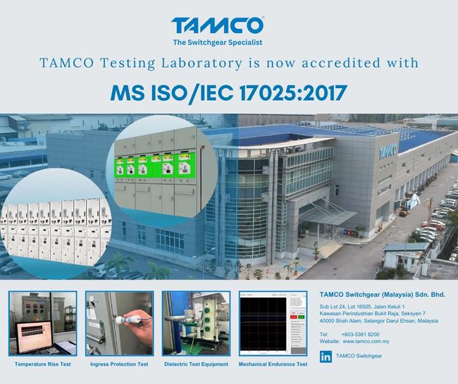 Makmal Pengujian Switchgear TAMCO Menerima Sijil Pengiktirafan ISO 17025
