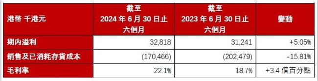 降本增益成果顯著 百利達集團2024年中期毛利率升至22.1%