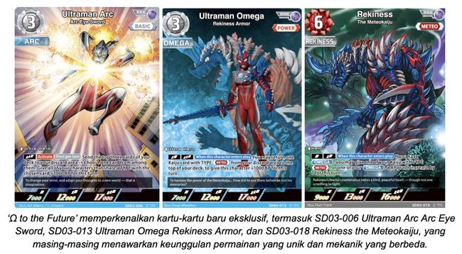 Ultraman Omega gia nhập chiến trường cùng với Ultraman Arc được yêu mến trong Starter Deck 03 ‘Ω to the Future’ và Booster Pack 4 ‘Gleam of Eternal Hope’ mới của Tsuburaya Production